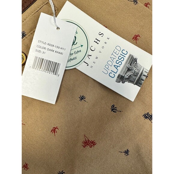 Jachs NY Shorts Mens 31 Bleecker Tan Palm Tree Flat Front Chino Beachy Resort - Picture 5 of 6